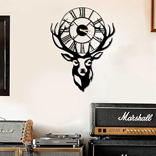 Deer Head Metal Wall Clock 20 × 15 Inch – Animal Wildlife Clock, Silent ...