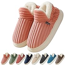 Coswind Pantofole Donna Uomo Invernali Ciabatte Calde Chiuse Peluche with Memory Foam Pelose Eleganti Comode Morbide Antiscivolo Rosa 280