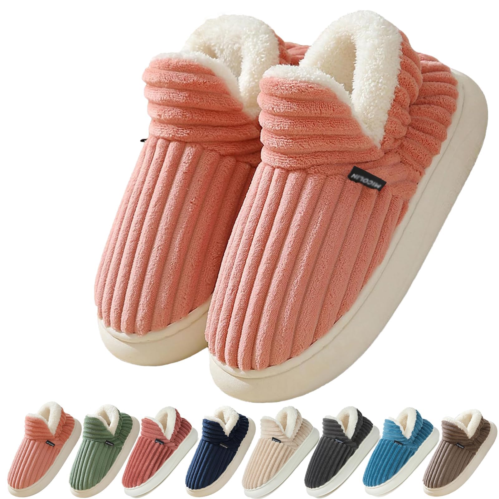 Coswind Pantofole Donna Uomo Invernali Ciabatte Calde Chiuse Peluche with Memory Foam Pelose Eleganti Comode Morbide Antiscivolo