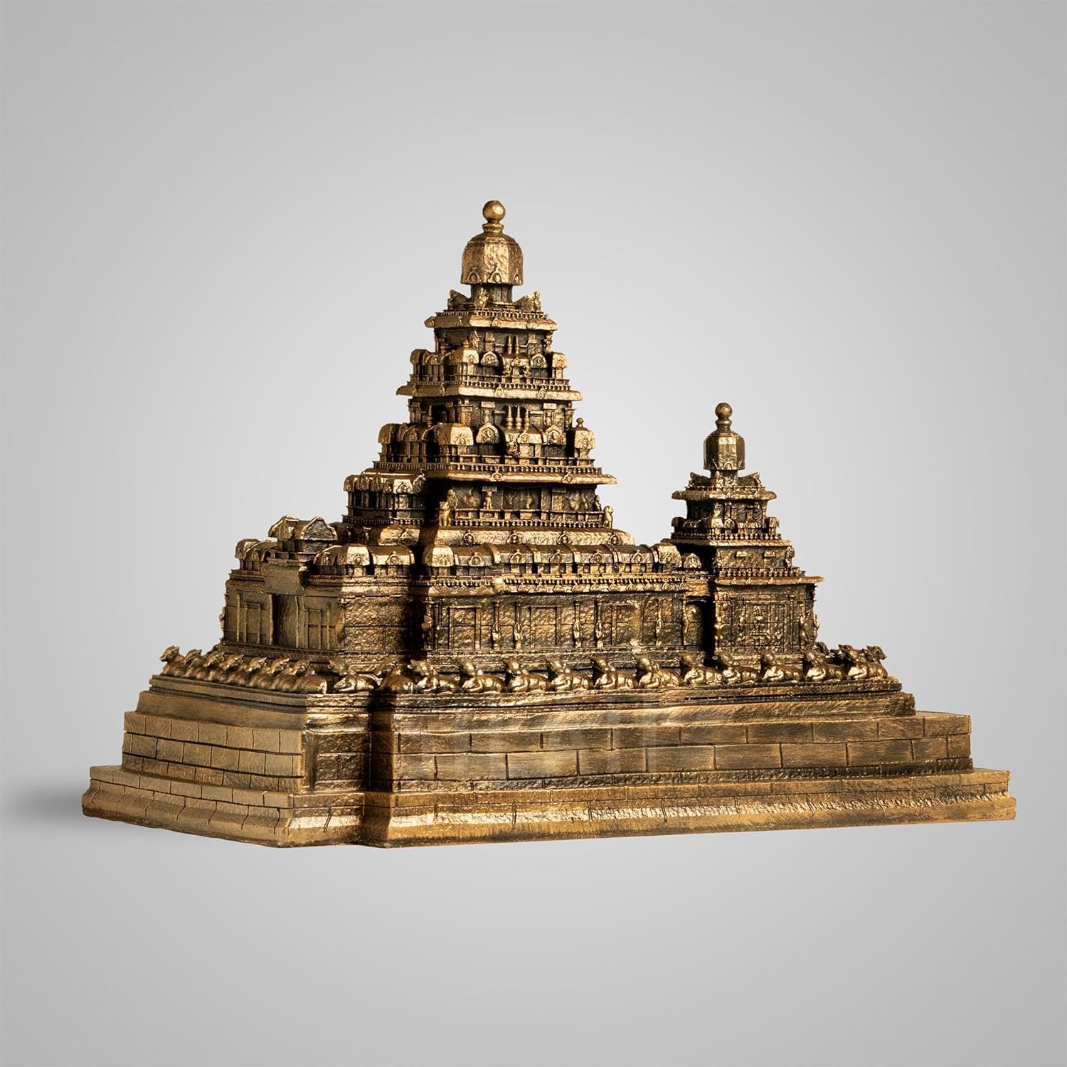 Mahabalipuram Shore Temple Sculpture - Antique Bronze -3