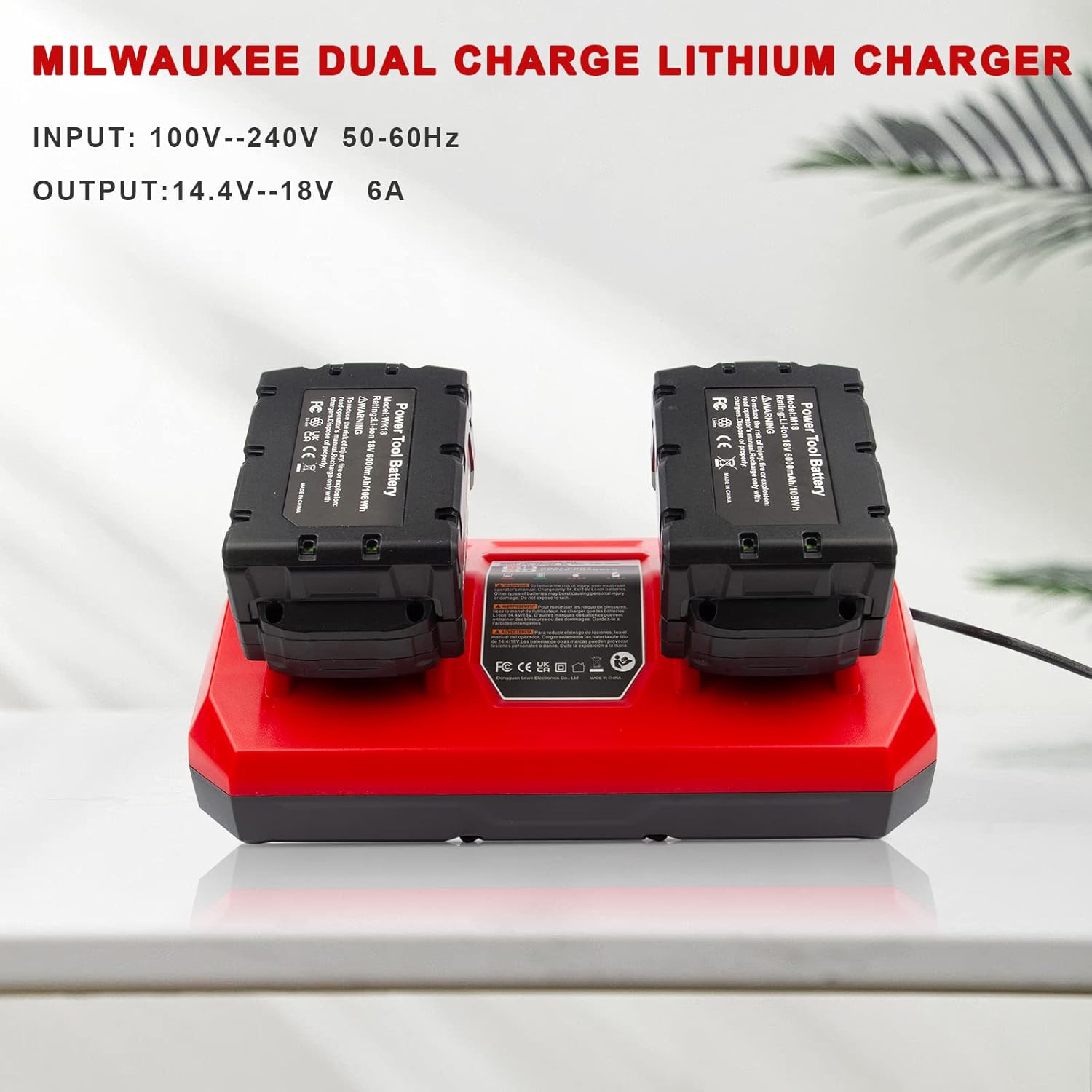 Dual Battery Charger for Mil MK-18 6A Rapid Lithium Charger Replacement to Charge 14.4V-18V XC Lithium-ion Battery 48-59-1890 48-59-1812 48-11-1850 48-11-1820 48-11-1835 48-59-1802 - Image 8