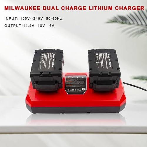 Miniatura 8 de Cargador de puerto de carga dual para batería Milwaukee M18 48-59-1812 18V XC estación de carga de herramientas de litio
