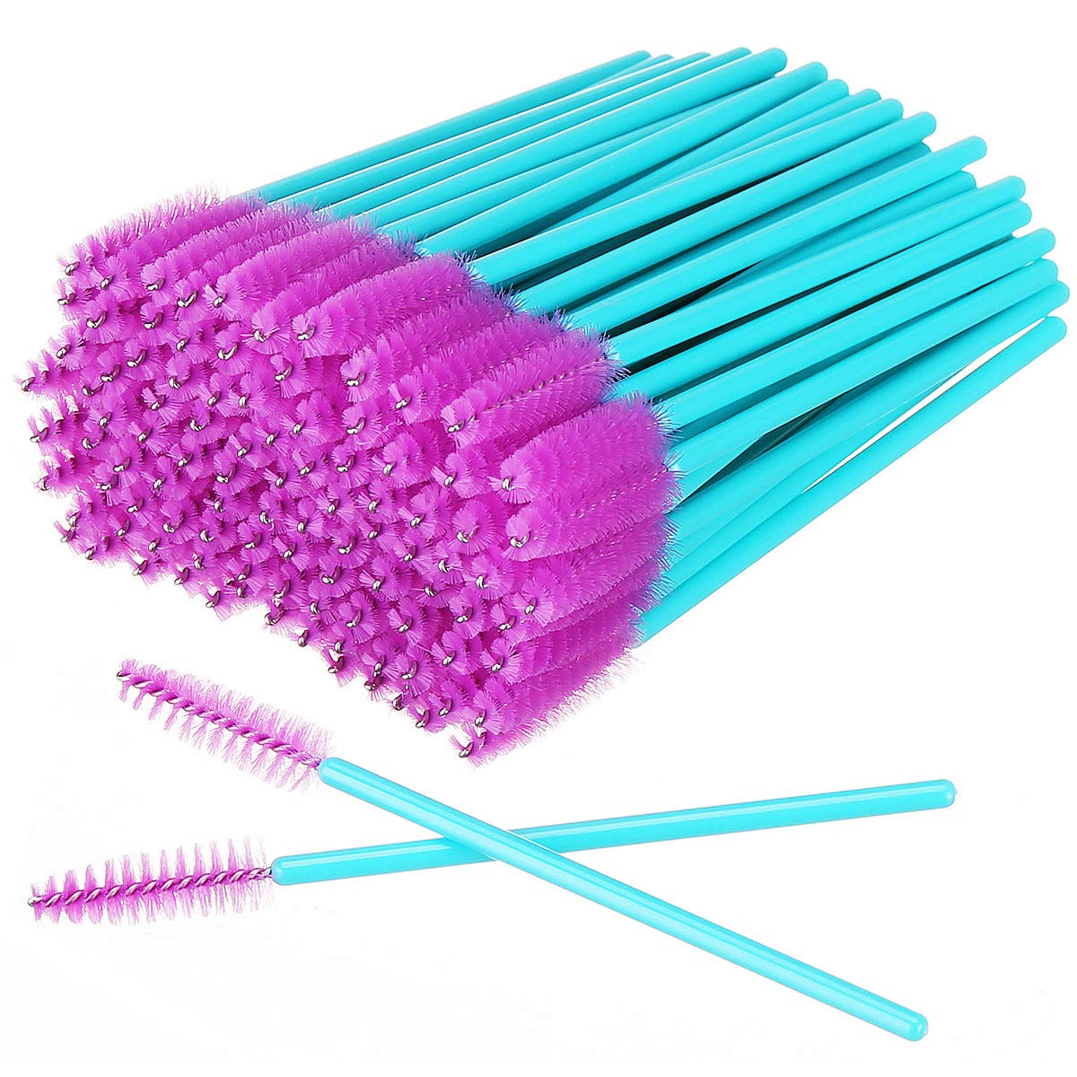 Akstore 100 Pack Disposable Eyelash Mascara Brushes Eyelash Brush Wands Applicator Makeup Kits (Blue-Purple)