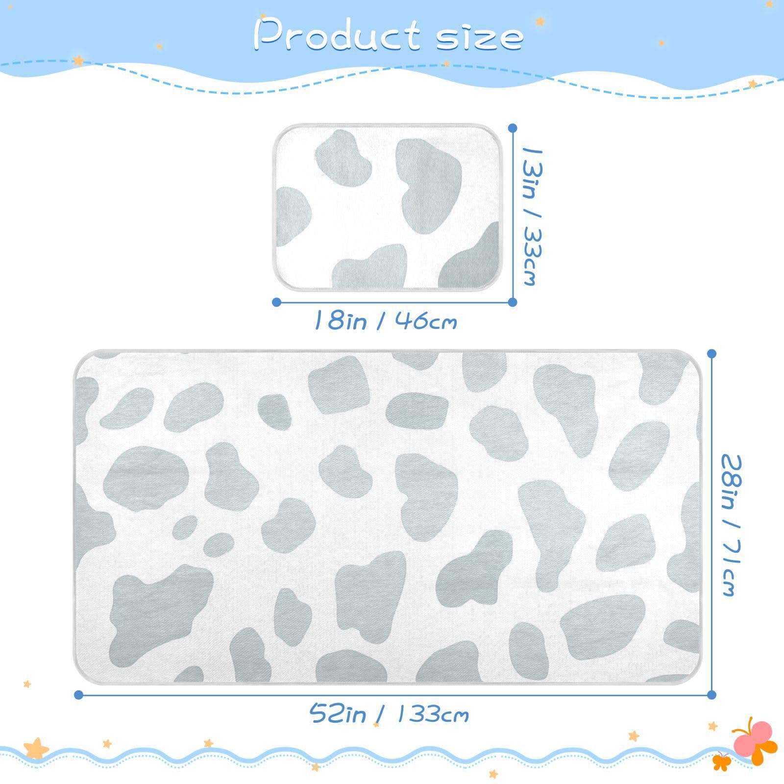 Bolaz Summer Sleeping Bed Pad, Grey Leopard Pattern Cooling Mattress Set Breathable Bed Mat Ice Silk Mat + Pillow Cover for Toddler Boys Girls