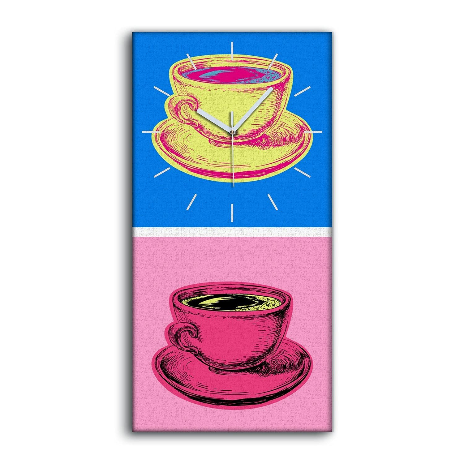 Horloge sur Toile 30x60cm Motif Café Abstrait Art Moderne Salon