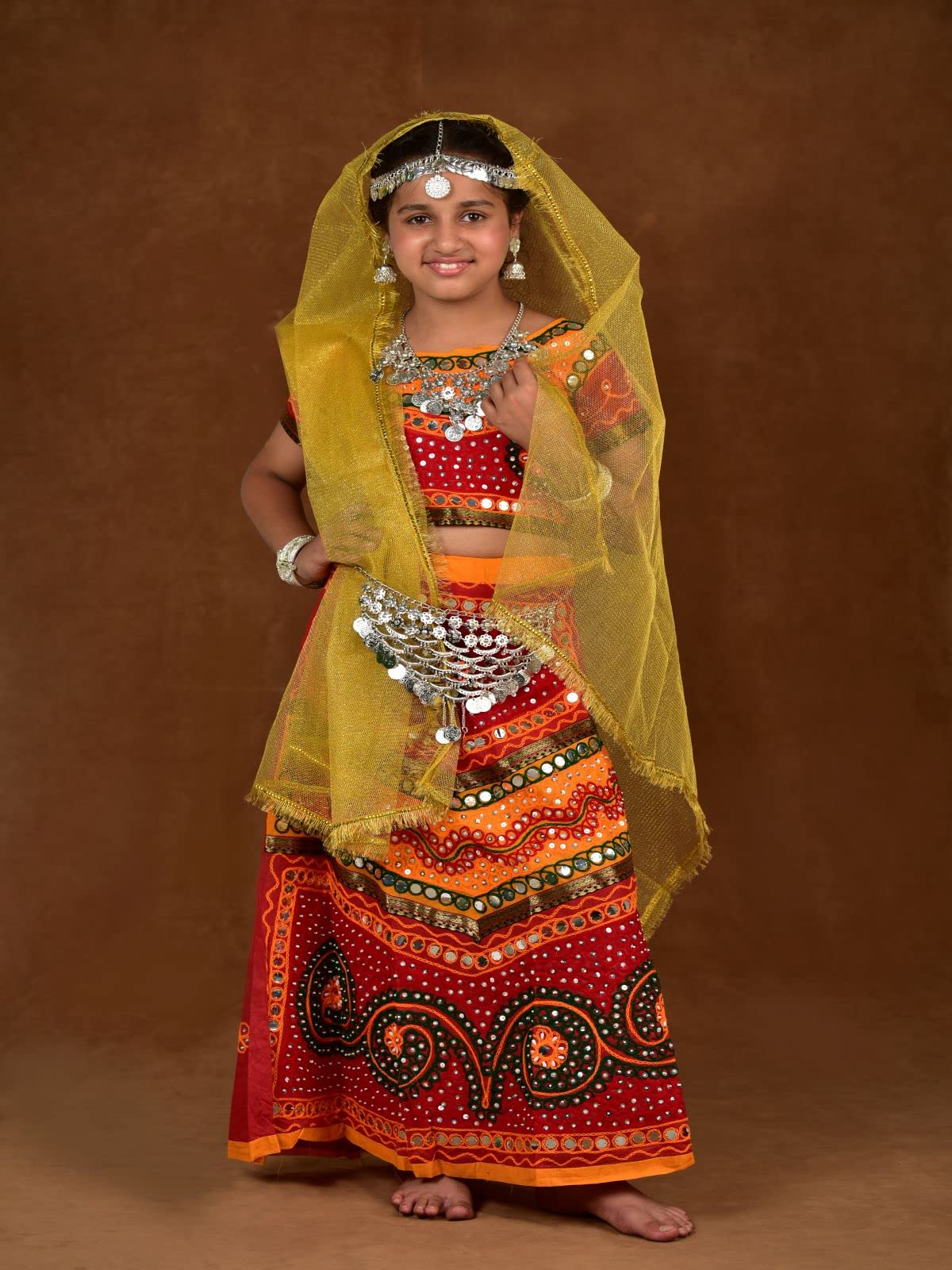 Buy BookMyCostume Gujarati Girl with Traditional Jewellery Indian State  Kids & Adults Fancy Dress Costume for Girls 5-6 years Online at Low Prices  in India - Amazon.in