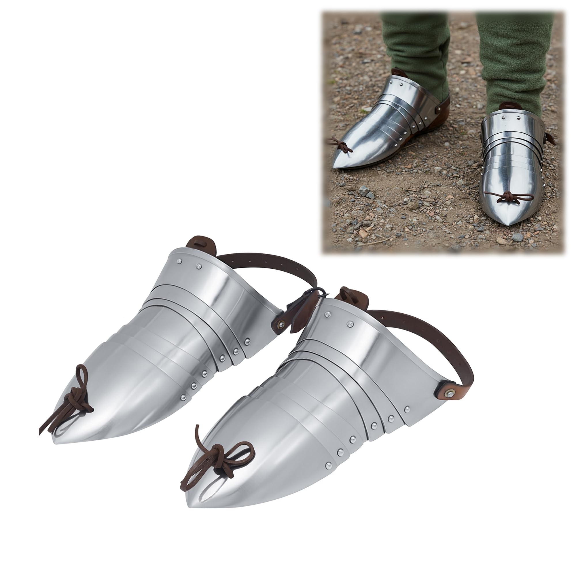 House of Warfare Medieval Sabaton Steel Armor Shoes for Men Historical Design Armour Shoe Pair for Adult| Leg Armor LARP Cosplay Halloween
