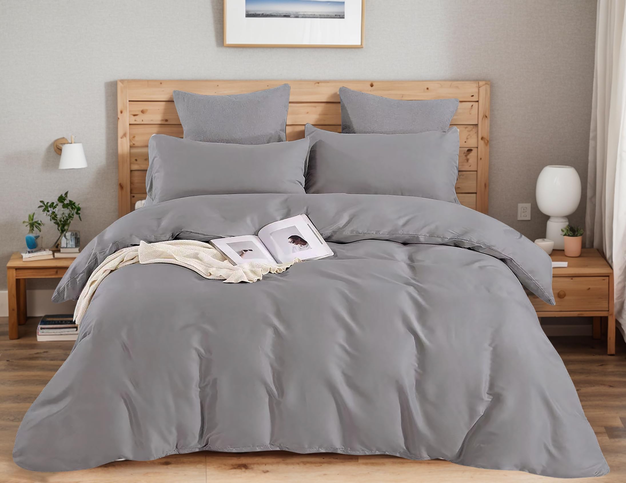Etrexonline Juego de Funda Nórdica 3 Piezas Cama 135 Microfibra Extra Suave Transpirable - 1 Funda Edredón 220x220 cm y 2 Fundas de Almohada 50x70 cm (Eucalipto) — view 9