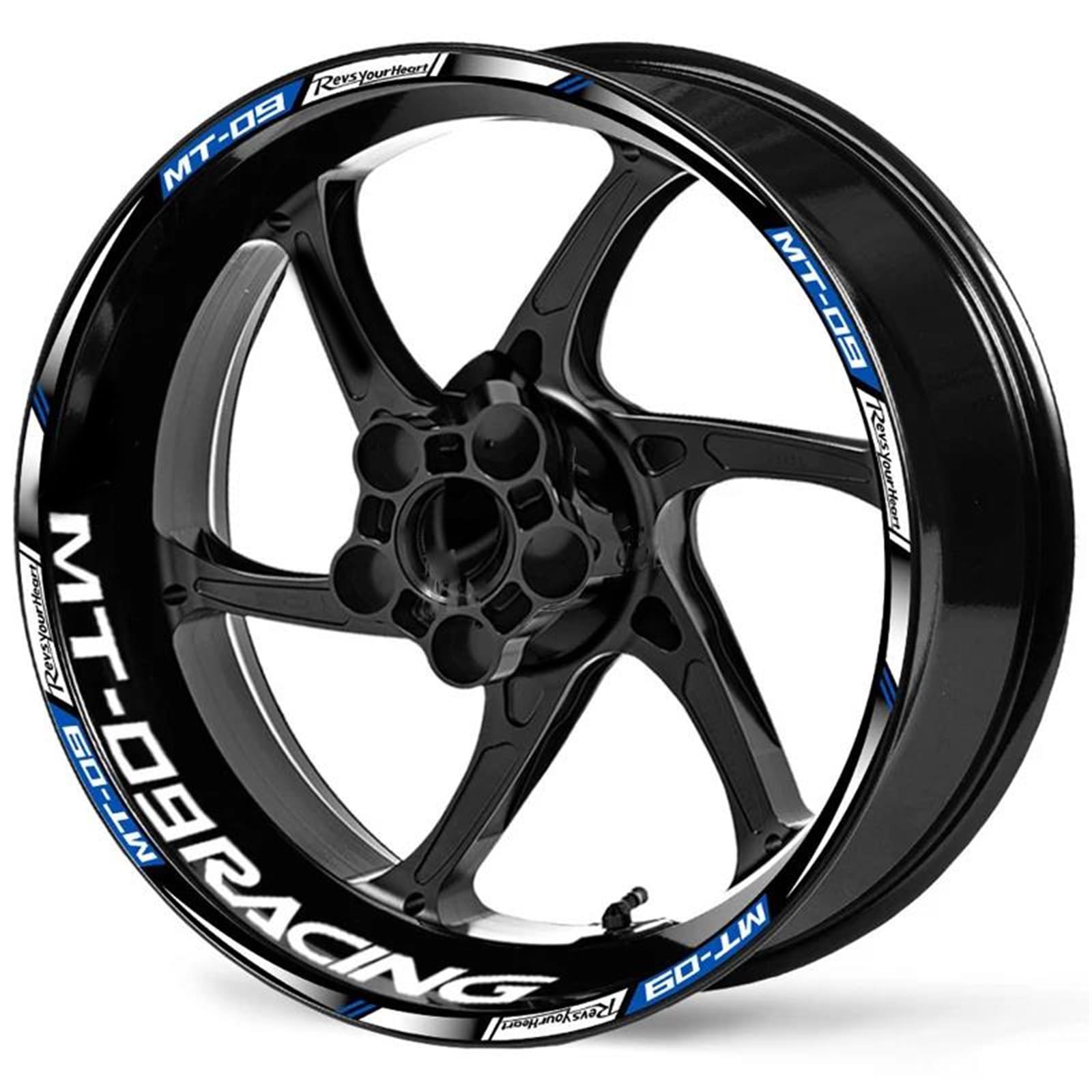 Ntpjk Blue Sticker Part Waterproof Accessories For Y-Amaha Mt-09 Mt09 Mt 09 Reflective Motorcycle Rim Wheel Hub Sticker Decals(Blue)