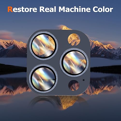 Miniatura 2 de Solnern - Protector de lente de cámara, con diamantes brillantes protección contra caídas cubierta de cristal templado 9H, anillo de metal,