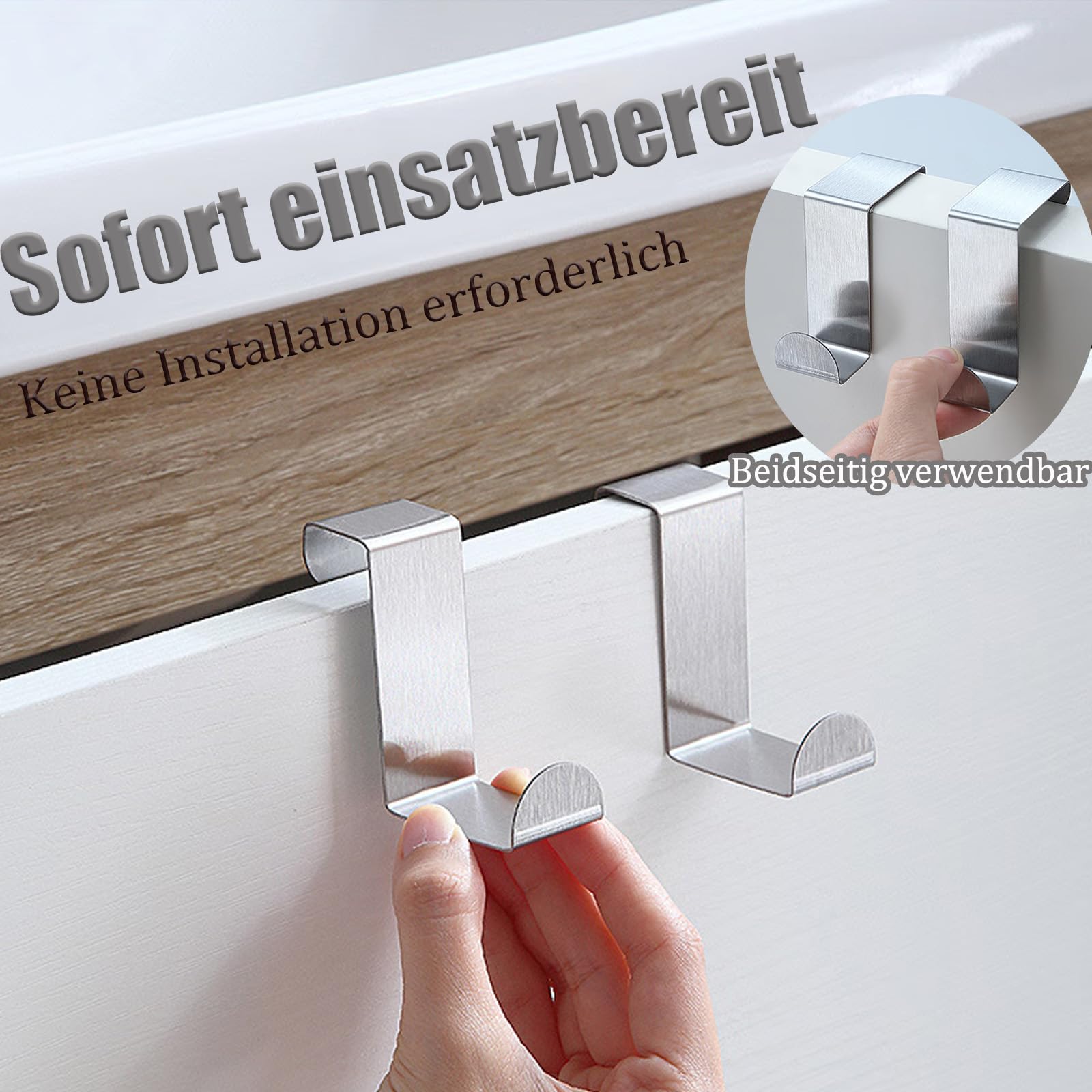 Ganci per porta da appendere, set da 8 pezzi, in acciaio inox, universali, flessibili, solidi, versatili, salvaspazio, da appendere, utilizzabili singolarmente