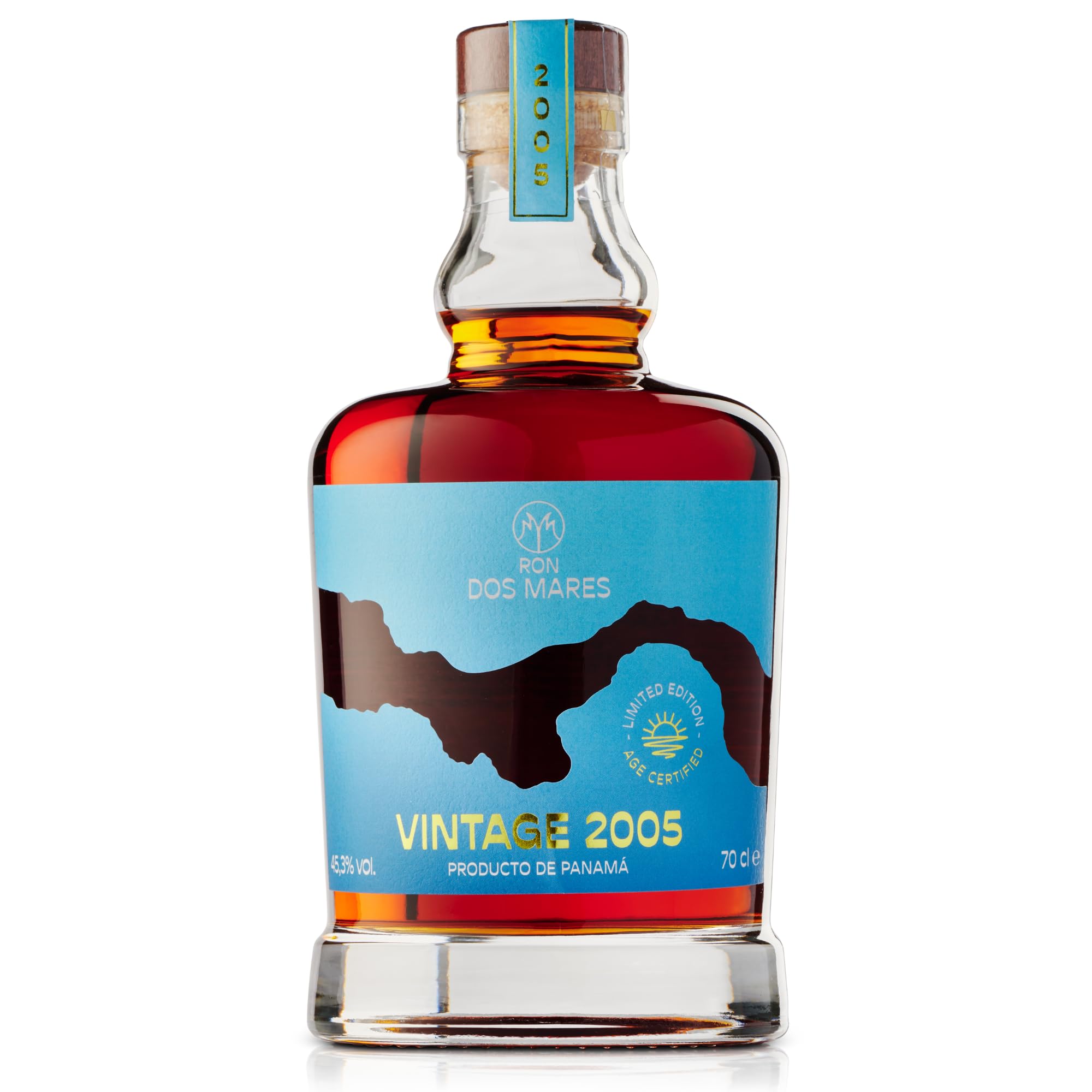 Ron Dos Mares Vintage 2005 | 19 Year Old Panama Rum | Tropical Aged in Ex-Bourbon Casks | Limited Edition Age-Certified | 45.3% ABV 70cl