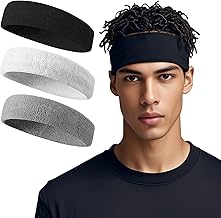 Sweatbands Sports Headband for Men & Women - Multipack Terry Cloth Headbands, Tennis, Basketball, Running, Gym,