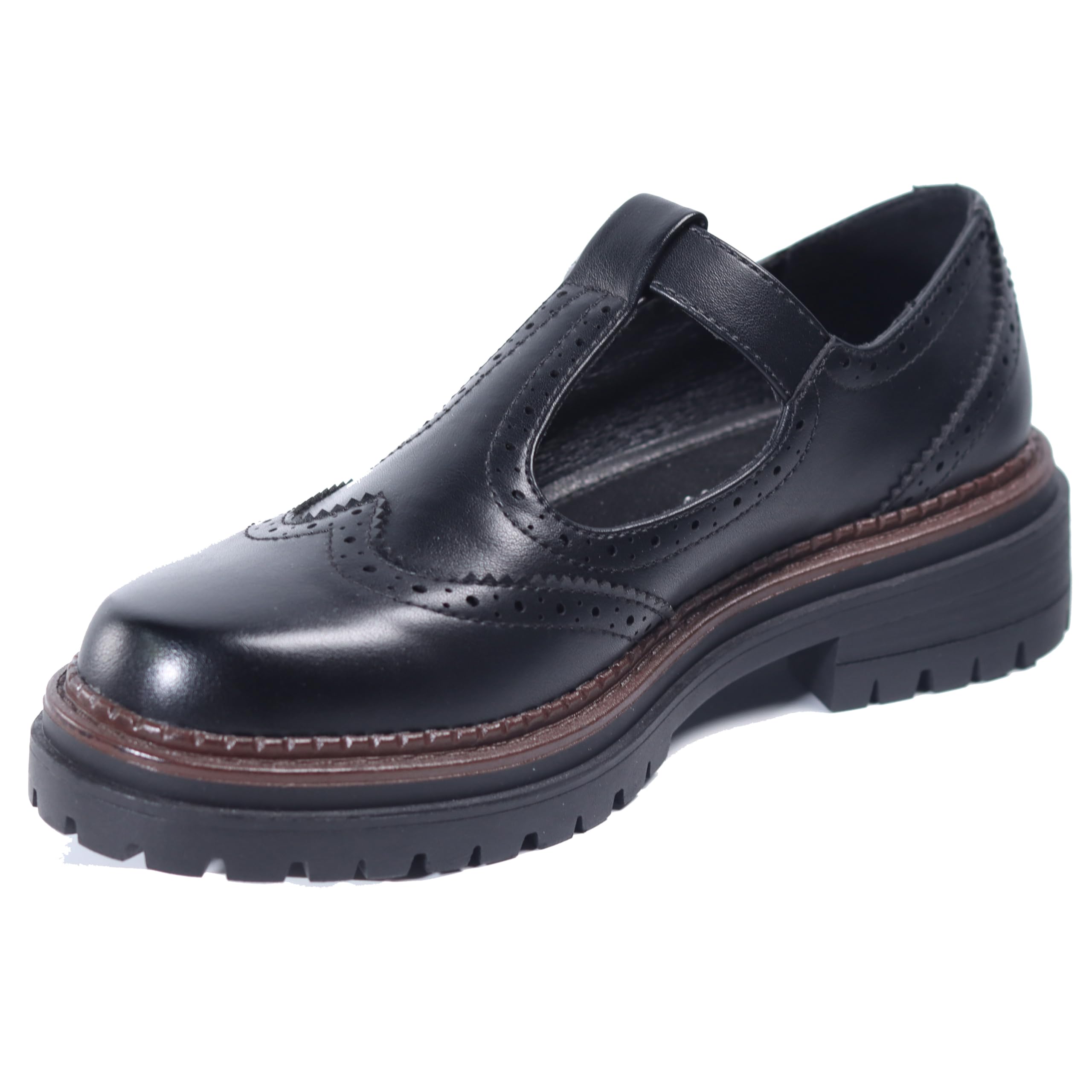 Womens T-Strap Platform Mary Jane Shoes Round Toe Flats Non-Slip Oxfords for Work School Party Casual Wear
