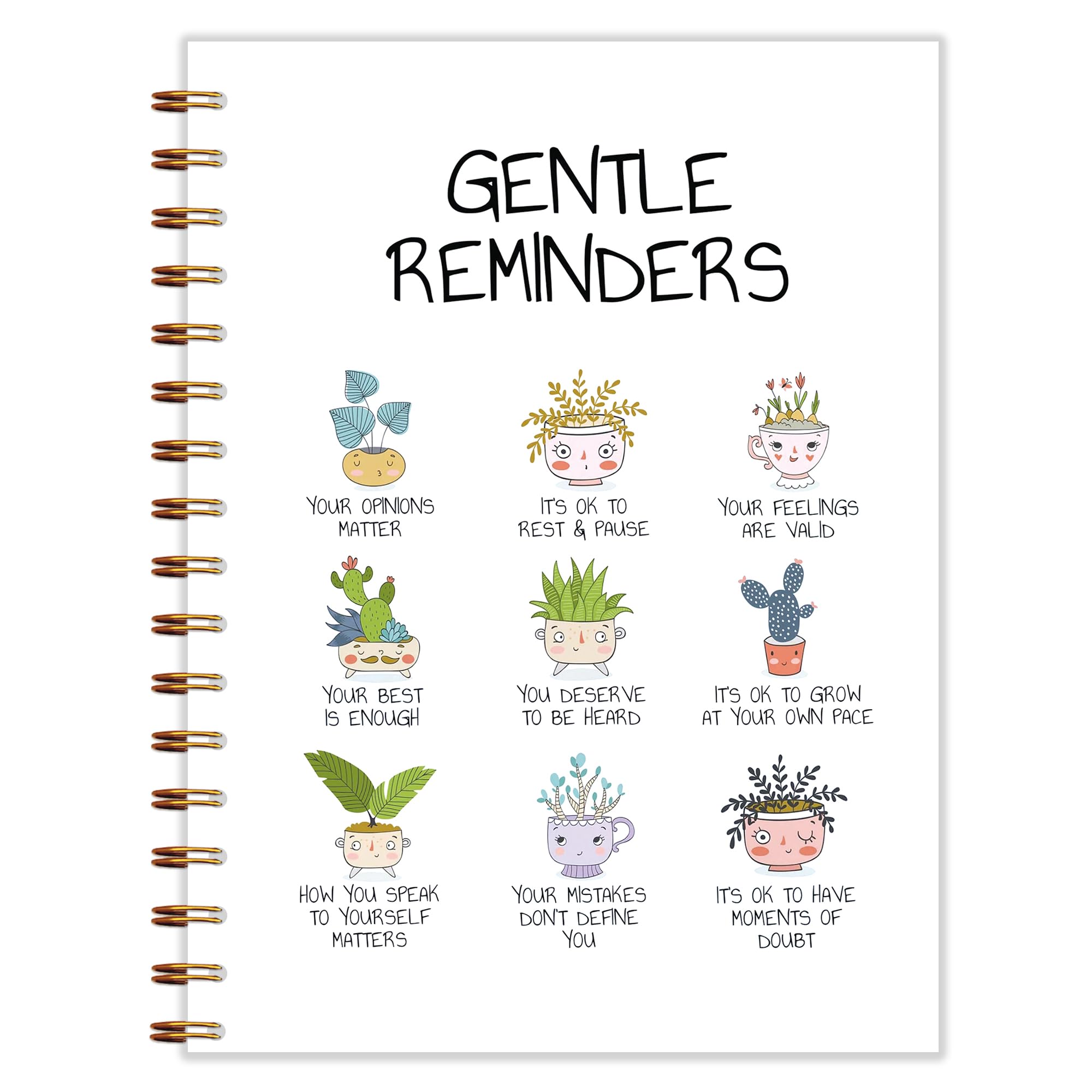 Carnet à spirale inspirant avec plantes en pot Qnhij 14x21 cm pour femme
