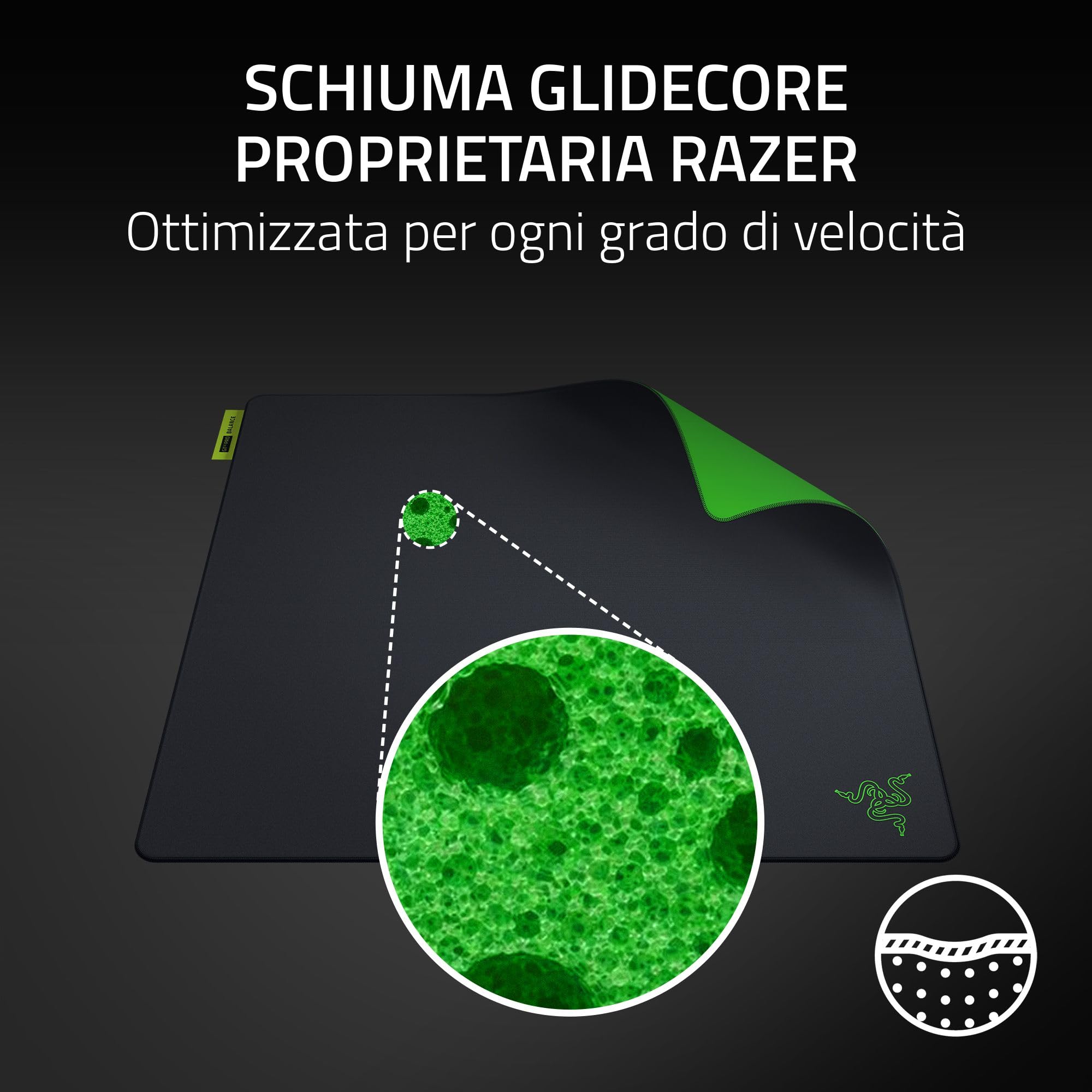Razer Gigantus V2 Pro L - Balance - Soffice tappetino per mouse da gaming per esports per una maggiore velocità e controllo - Schiuma GlideCore proprietaria - 500mm x 480mm | Balance