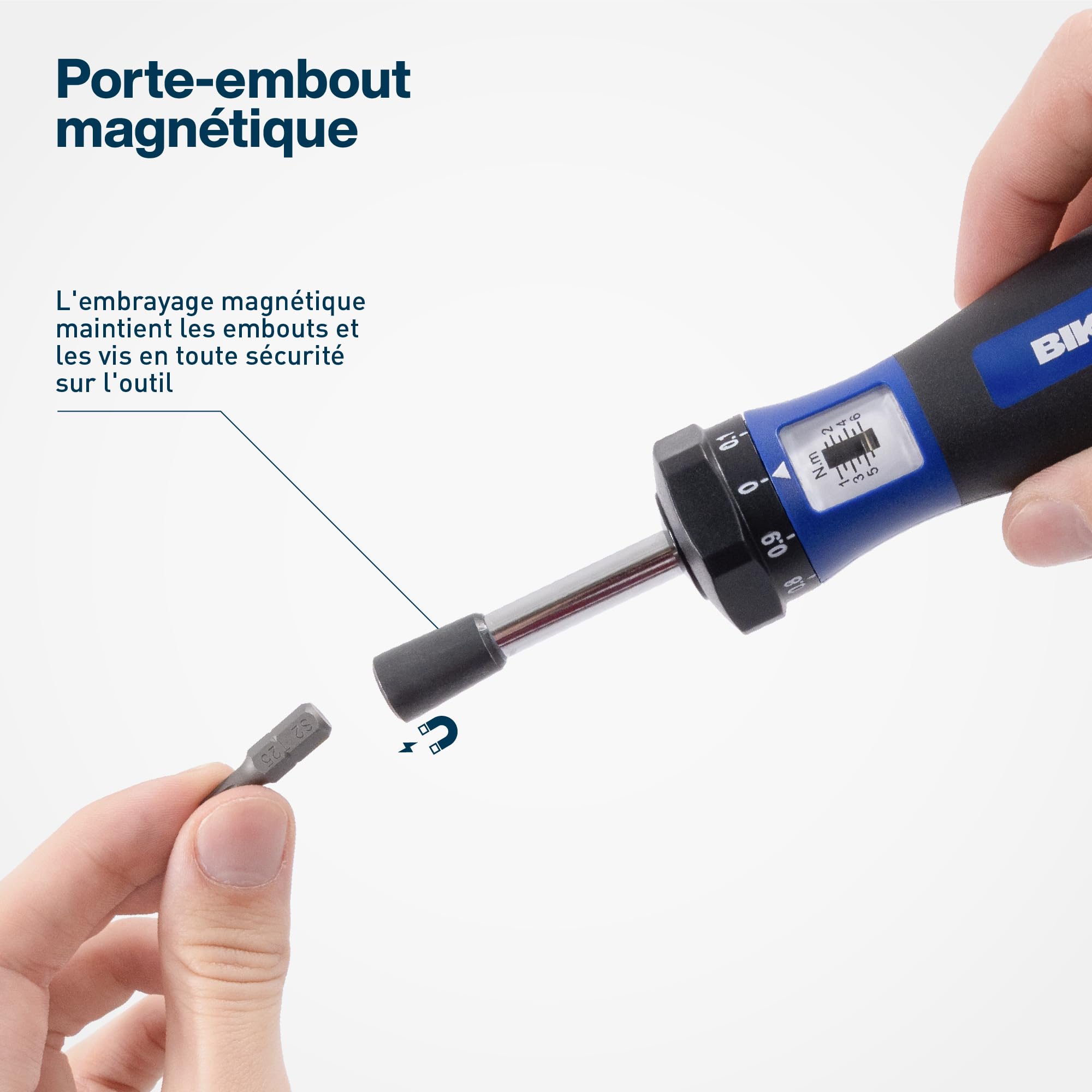 81664 Clé dynamométrique pour réparation de vélo et autres 1/4" Tournevis dynamométrique avec porte-embout et raccord droit 1-6 Nm | 70001