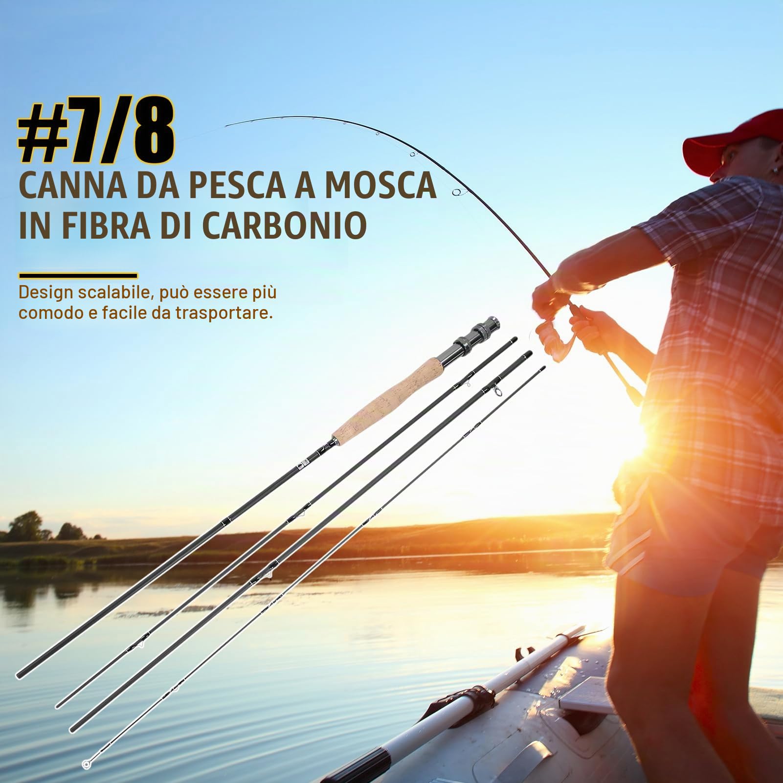 Canna da Pesca a Mosca in Fibra di Carbonio Canna da Pesca Protettiva Canna da Mosca Canna telescopica Accessorio per l'attrezzatura