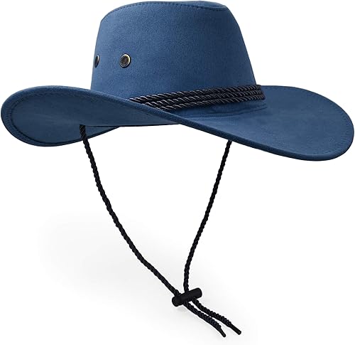 Miniatura 10 de Sombrero de vaquero, sombrero de sol, de piel sintética de fieltro de gamuza, gorra de viaje, sombrero occidental, protección solar al aire libre