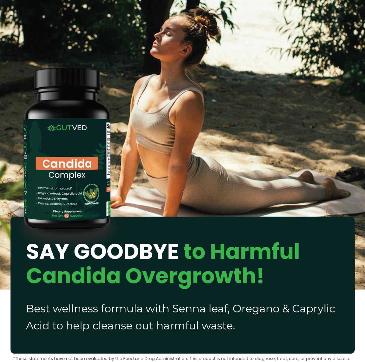 Candida Complex with Caprylic Acid for Men & Women – Anti Overgrowth, Balance and Restore Supplement for Yeast, Healthy Gut Flora & Skin with 30B/g Probiotic, Oregano, Senna - 1 Month Supply - Image 5