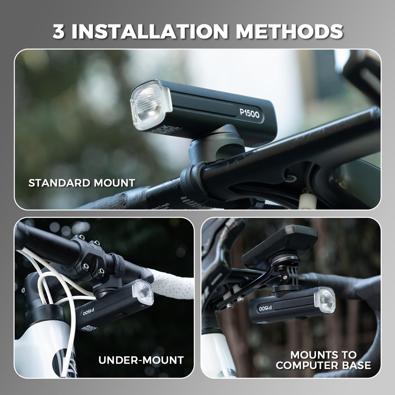 ROCKBROS Road to Sky Luz Delantera para Bicicleta, Luz de Bicicleta con IPX6 Resistente al Agua para Ciclismo Senderismo Camping