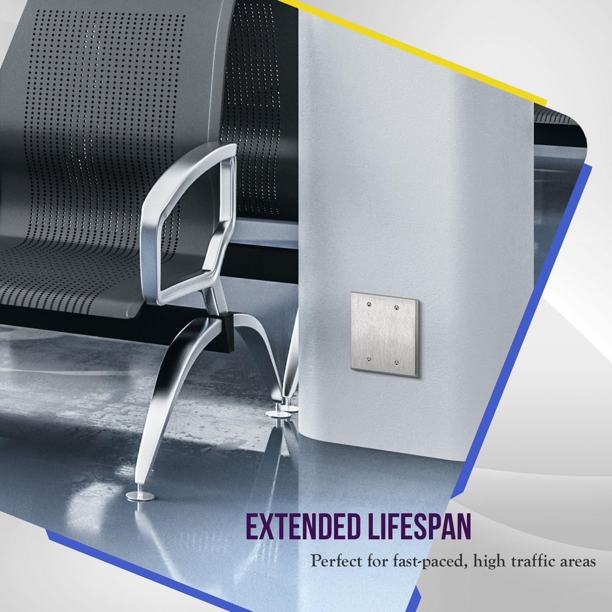 ENERLITES Blank Device Metal Wall Plate, Corrosion Resistant, Size 2-Gang 4.50" x 4.57", UL Listed, 7702-10PCS, 430 Stainless Steel, Silver (10 Pack)