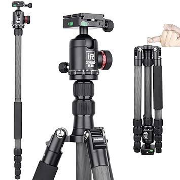 RT55C Professional Carbon Fiber Tripod for Digital Camera tripode Suitable for Travel Series Camera Stand 161cm max