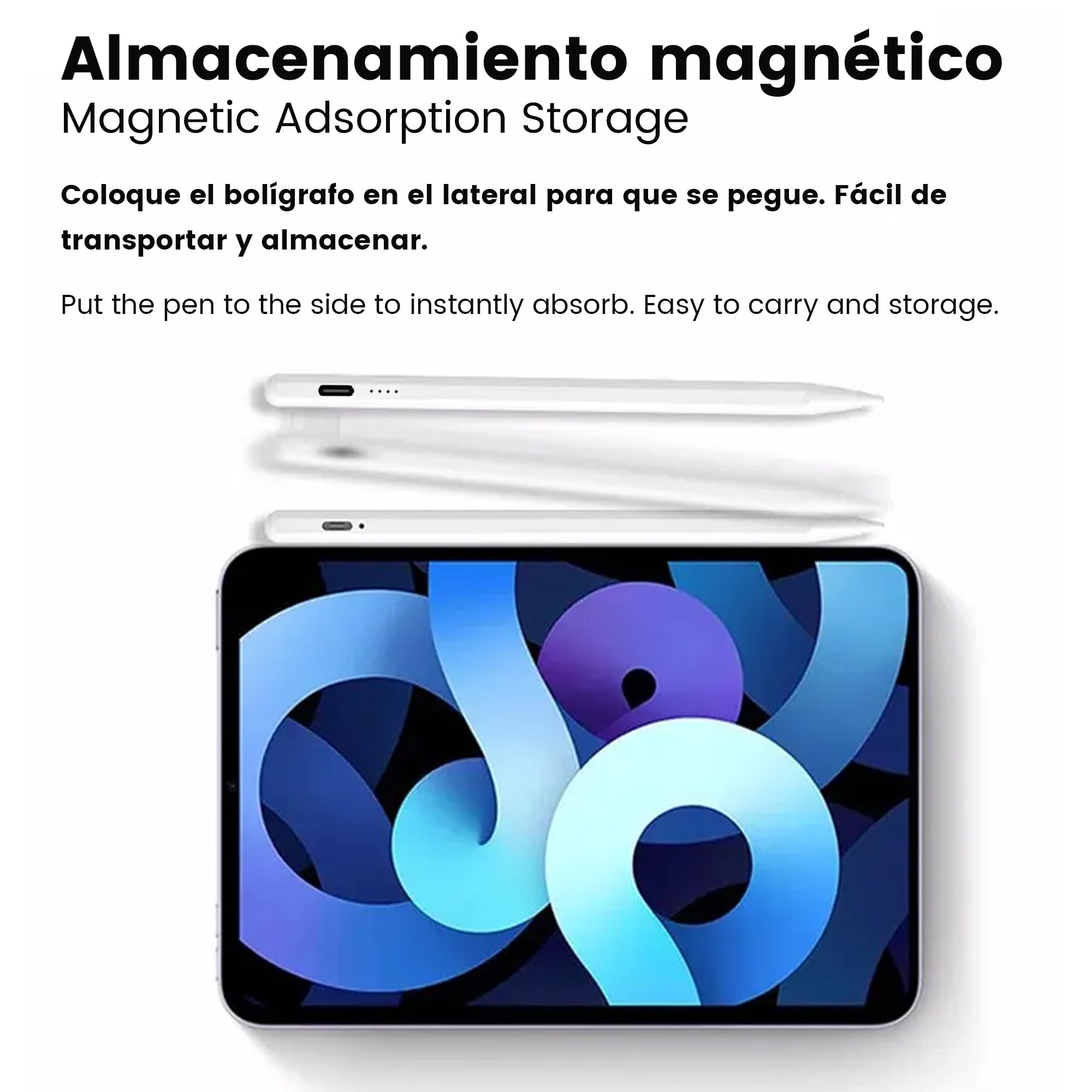 4-Ok Penna per Tablet, Stylus Pencil Compatibile con iPad 10/9/8/7/6, iPad Pro 11"/12.9", Air 3/4/5, Mini 5/6. Penna grafica con rilevazione, inclinazione, rifiuto di palmo e adsorbimento magnetico