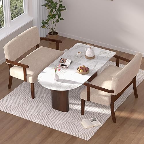 Miniatura 173 de Juego de 2 sillas decorativas con mesa, sillas de sala de estar con asiento suave y reposabrazos para sala de estar, dormitorio, sala de lectura,