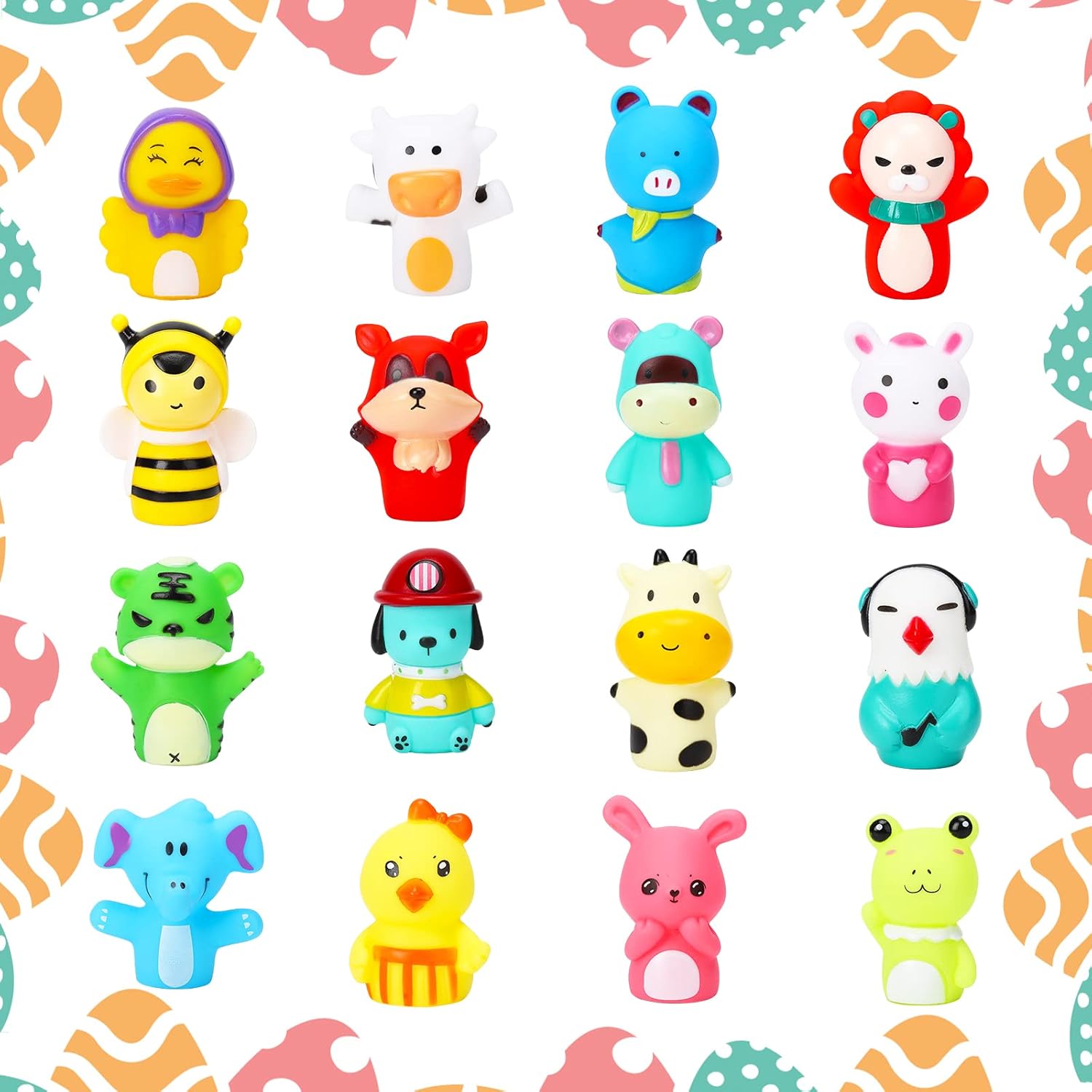 Easter Eggs with Animal Finger Puppets for Easter Eggs Hunt, Easter Basket Stuffers, Party Favors, Classroom Prize Supplies 16pcs