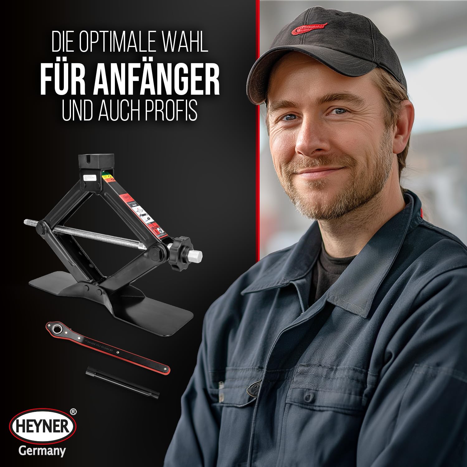 HEYNER® Scherenwagenheber 2 t, passend für VW, Seat, Skoda, Audi