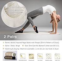 Vista 10 de Ozaiic - Calcetines de yoga para mujer con correas y agarres antideslizantes, ideales para pilates, Pure Barre, ballet, danza y entrenamiento