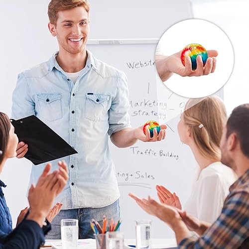 Miniatura 4 de Wettarn 120 bolas de estrés para fiestas, teñido anudado, bolas de espuma colorida para aliviar el estrés a granel para ejercicio con los dedos,