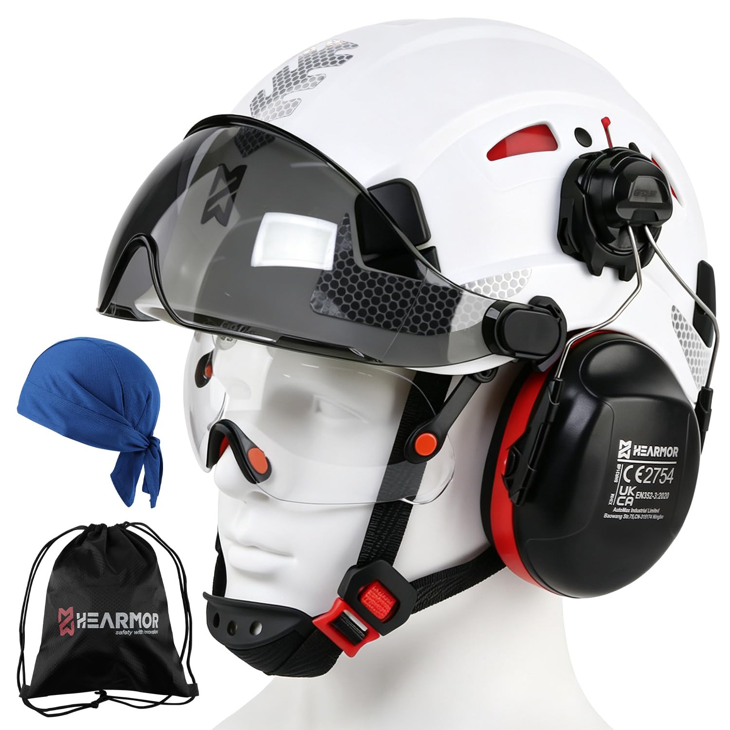 HEARMOR VOLTEK - Casco de seguridad con doble visera y orejeras con