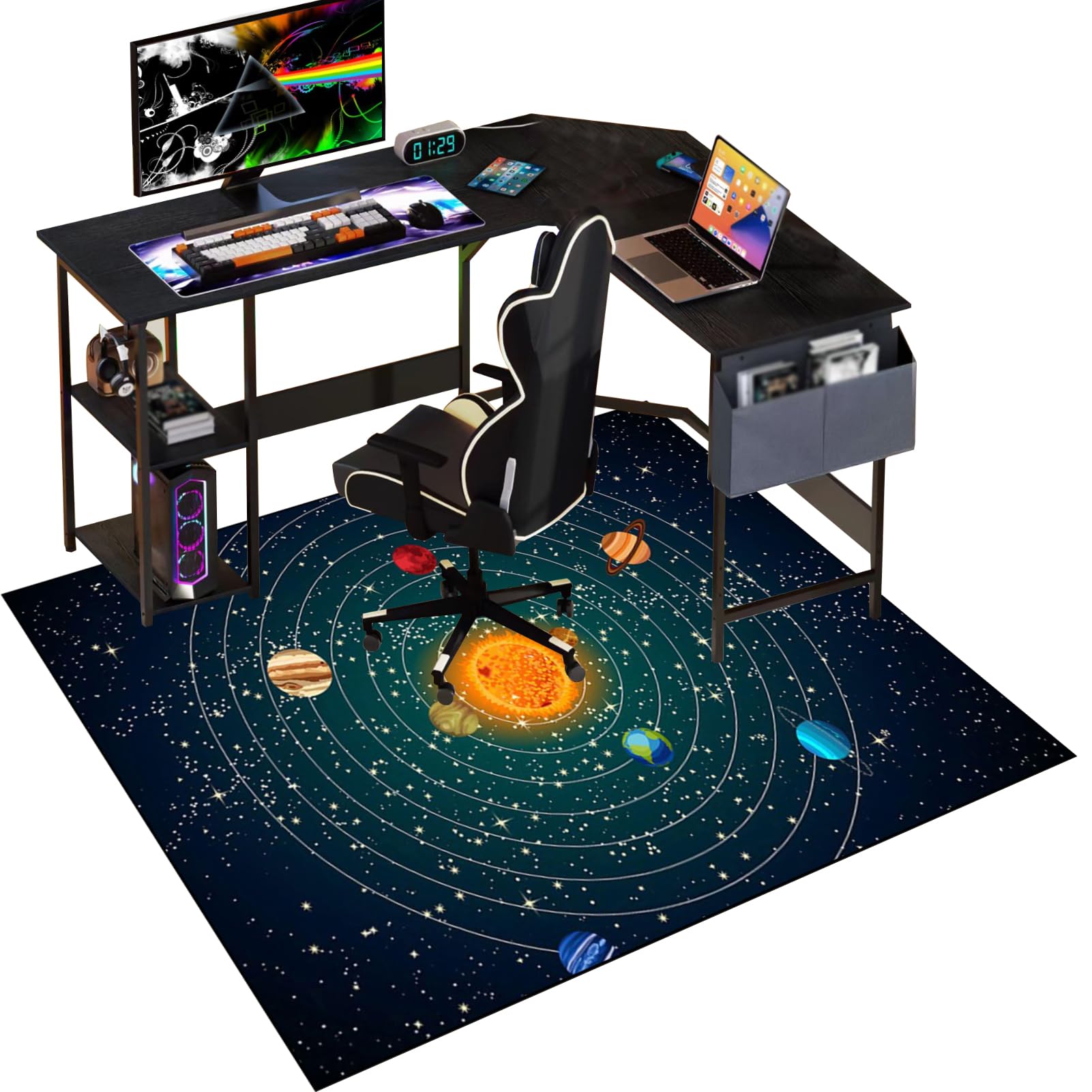 Gaming Chair Mat for Hardwood Floor 150 x 180 cm Anti-Slip Floor Protector Mat Non-Slip Floor Protection Mat Desk Chair Mat for Carpets Gaming Computer Chair Mat for Gaming Room Home Office Decor