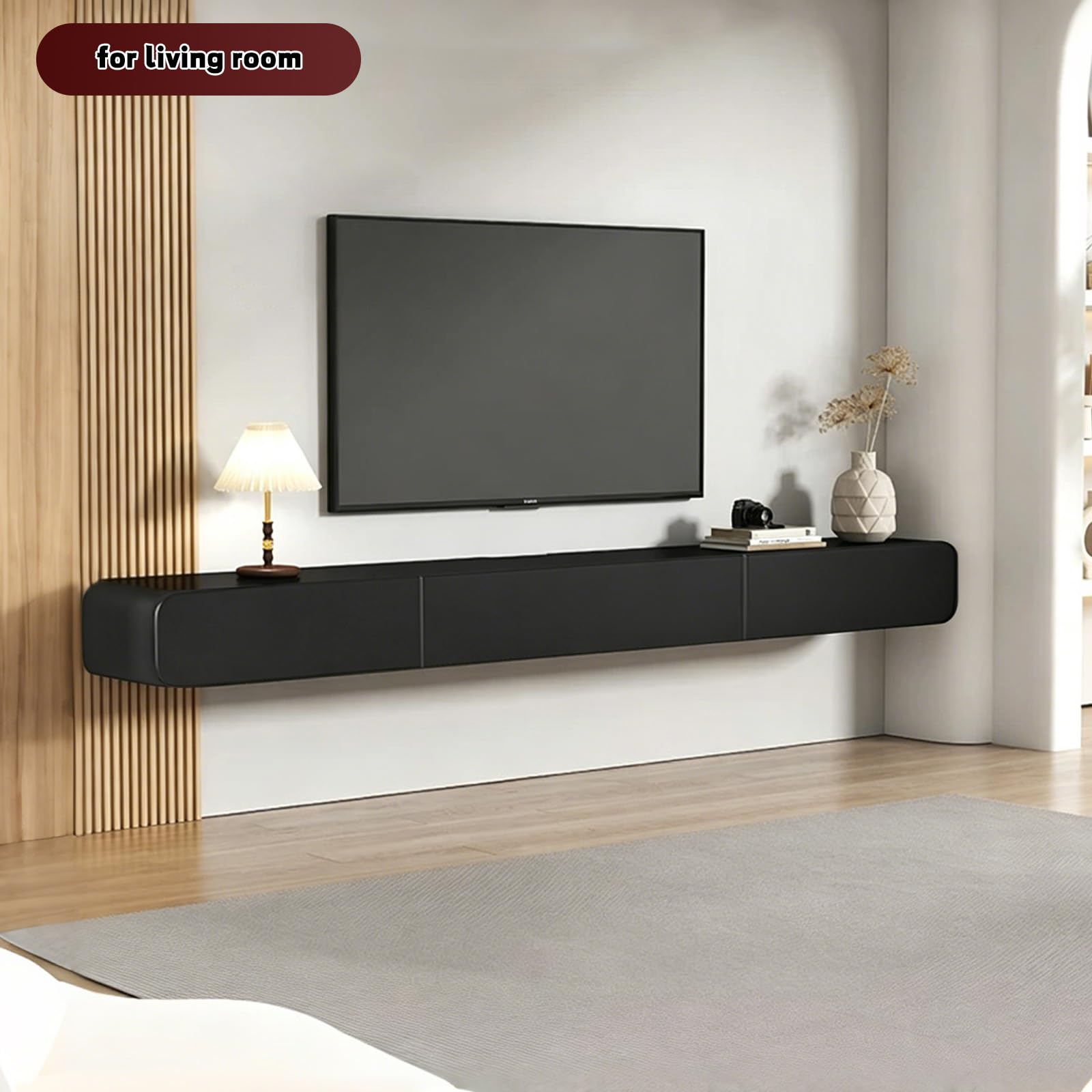 Tv Lowboard Hängend mit Schublade 140 cm lang für Wohnzimmer Schwarz