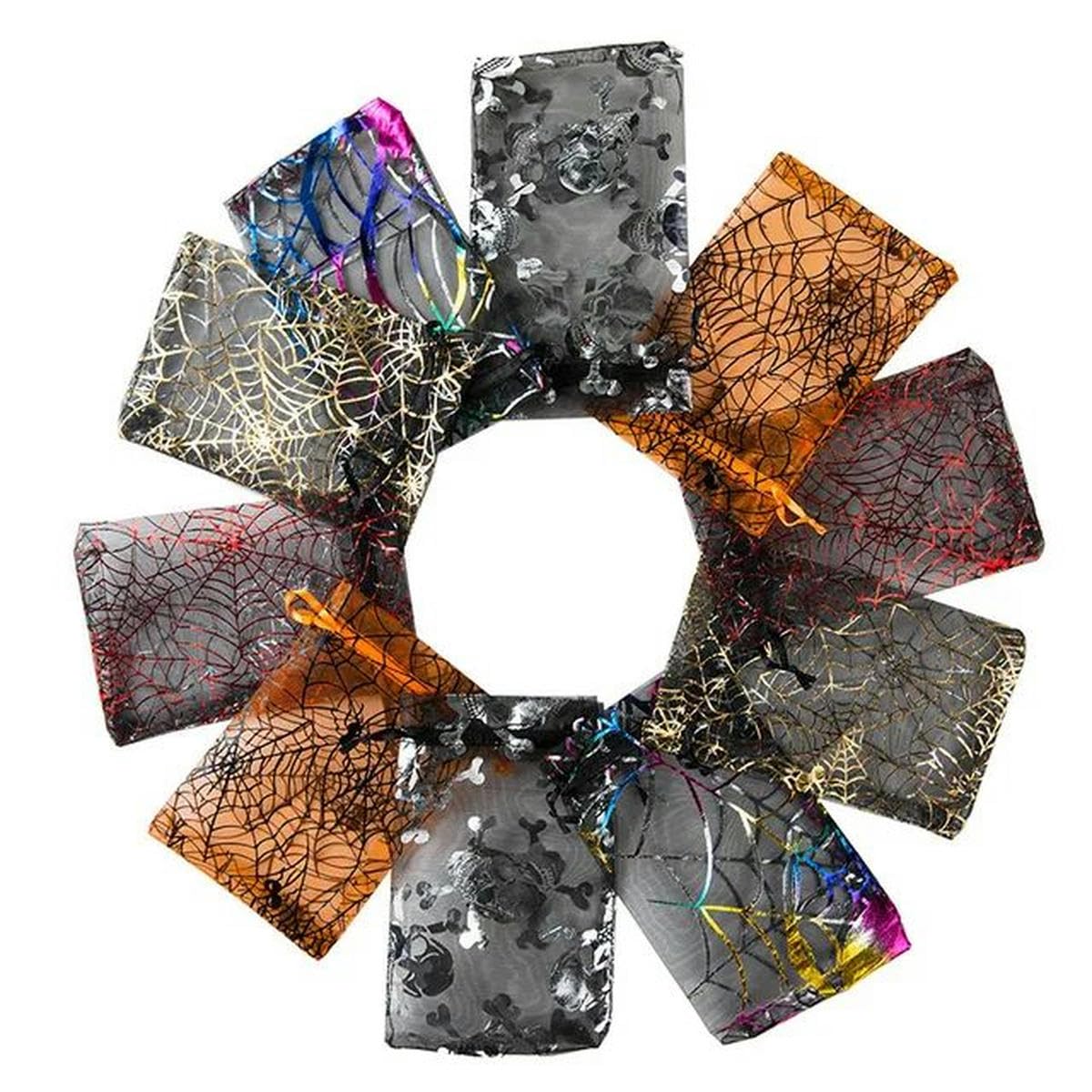 worek na cukierki ze sznurkiem, 50 sztuk/partia 10x12 cm 10x15 Organza Torby Bożonarodzeniowe Cukierki Gaza Halloween Woreczki ze sznurkiem rzemieślnicze Mogą Być Dostosowane