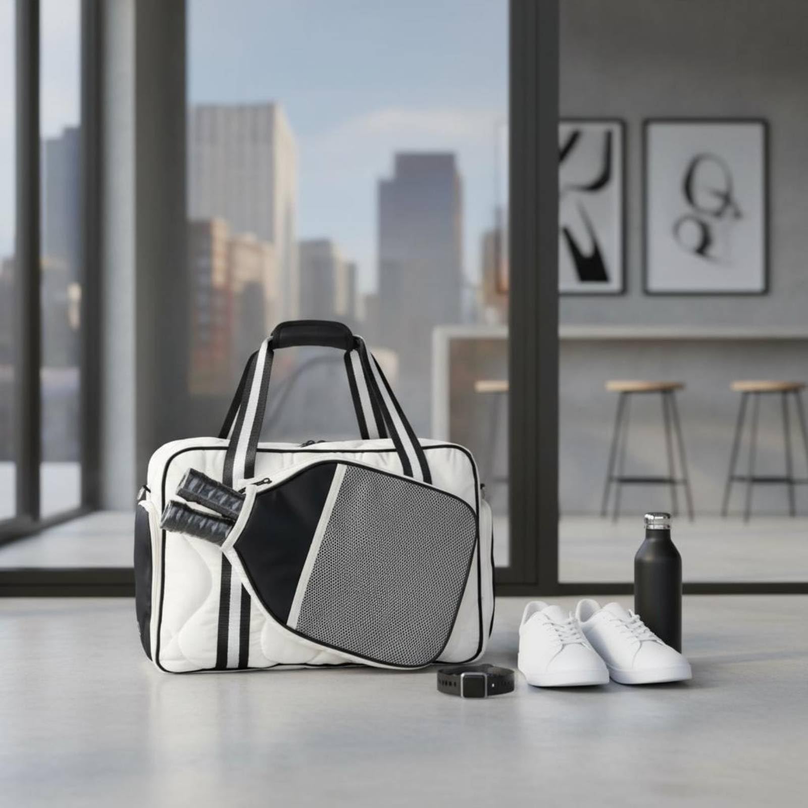 Bolsa de Tenis con Mochila Portarraquetas Bolsa Deportiva Bolsa de Pickleball de Poliéster Liviano y Forma Estructurada