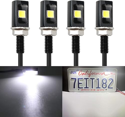 LivTee Juego de 2 pernos con luces LED para matrícula 12 V impermeables para automóvil motocicleta camión casa rodante bicicleta todo terreno xenón