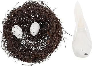 ifundom 1 Set pigeon model mini basket home decoration photo props Garden Bird Decoration bird house pigeon decor Foam white Bird Nest Decor Christmas Nest Artificial Nest Adornment Rattan