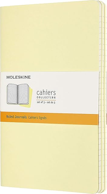 Cahier ligne grand format jaune tendre set de 3