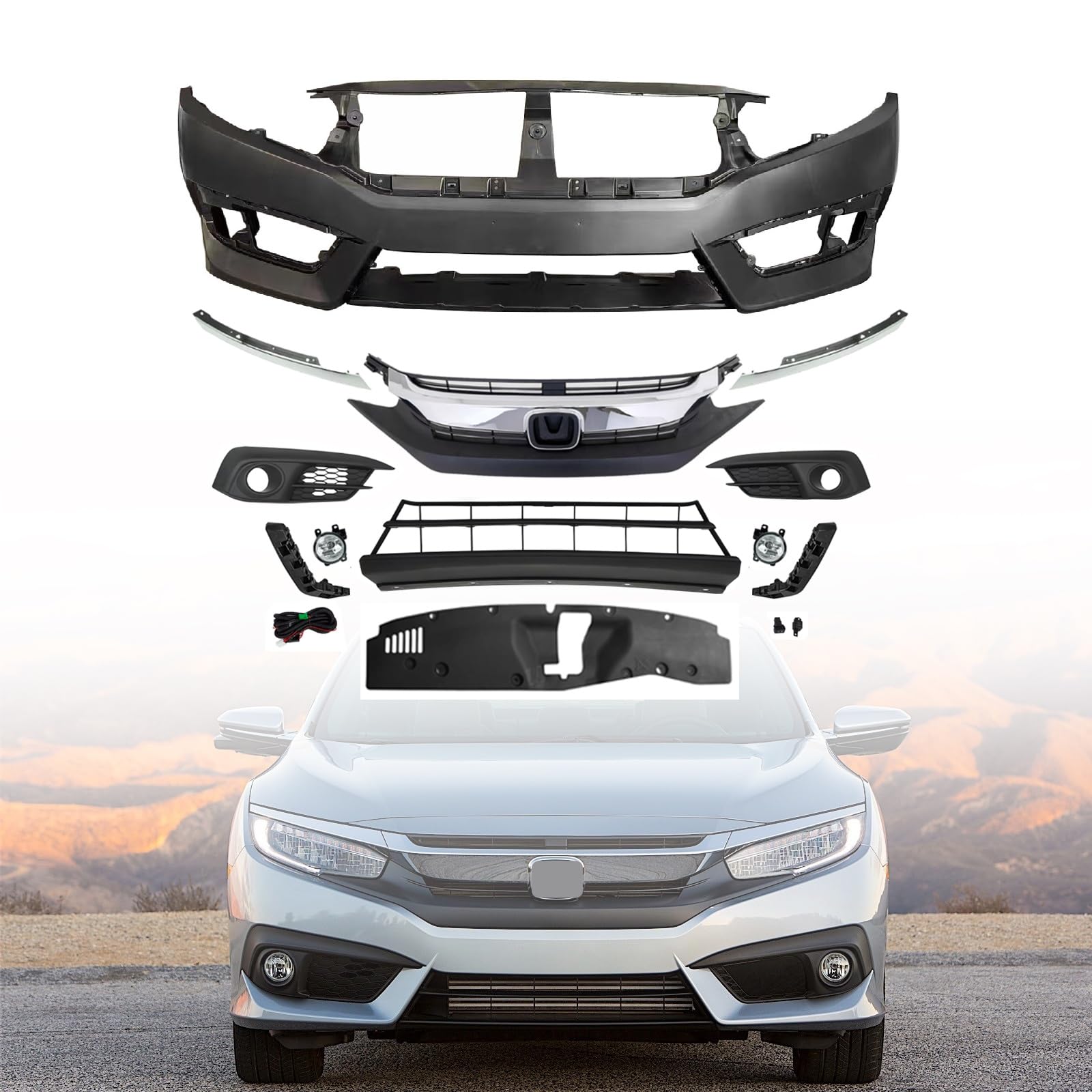 Amazon.com: New USA Built Complete Front Bumper Cover Kit w/Grille