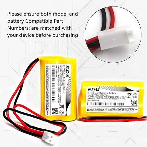 Miniatura 5 de Paquete de 2 baterías Ni-CD de 2.4 V 800 mAh de repuesto para Dual-Lite 0120822, Custom-7, LITHONIA ELB-2P41N ELB-4804N, OSA030, luz de emergencia
