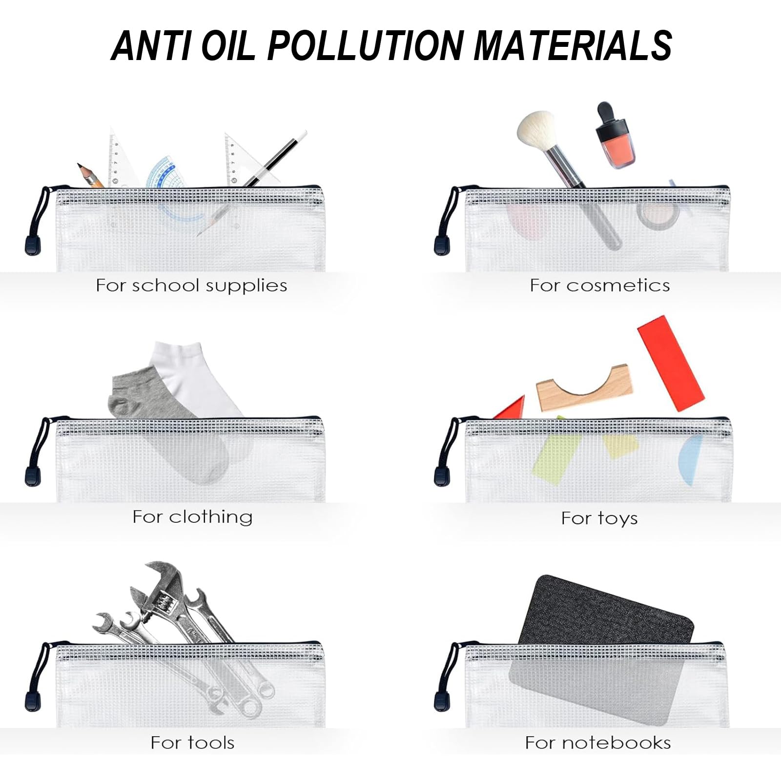 20 Stück Wasserdichte Dokumententasche A4 mit Reißverschluss, Transparente Zipper Beutel für Papier, Dokumenten, Kosmetika - Kunststoff Mesh Reißverschlusstaschen