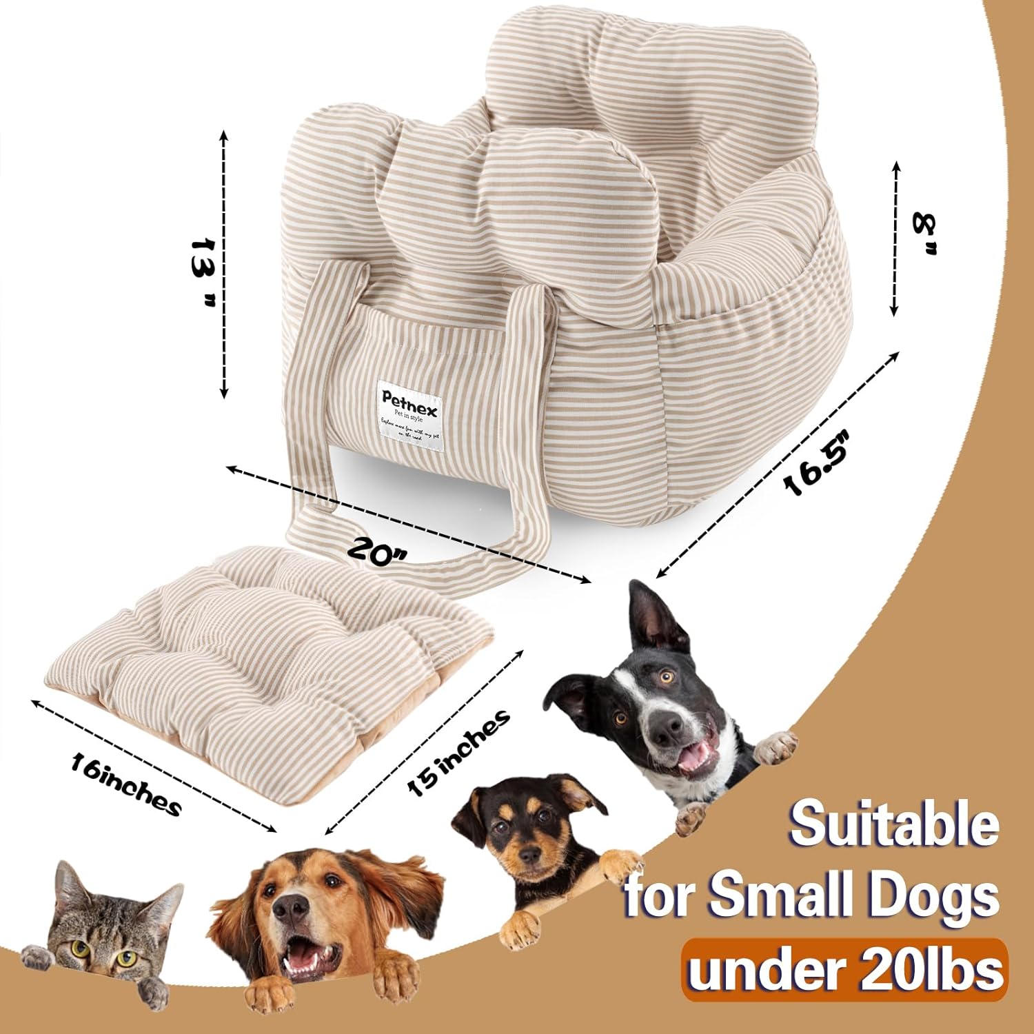 PETNEX Dog Car Seat for Small Dogs, Portable Puppy...