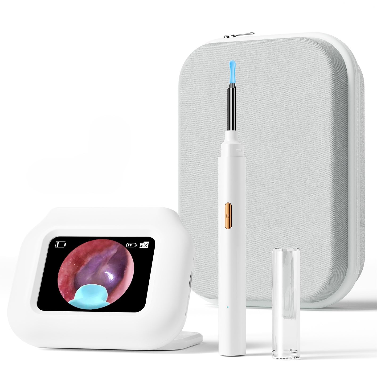 Otoscope Cure Oreille Avec Écran Intégré Et Gyroscope, Pas De Téléphone, Pas D'Application, Pas De WiFi, Nettoyage Caméra 1080P HD Avec 6 LED, Kit Élimination Cérumen Pour Seniors Et Toute La Famille