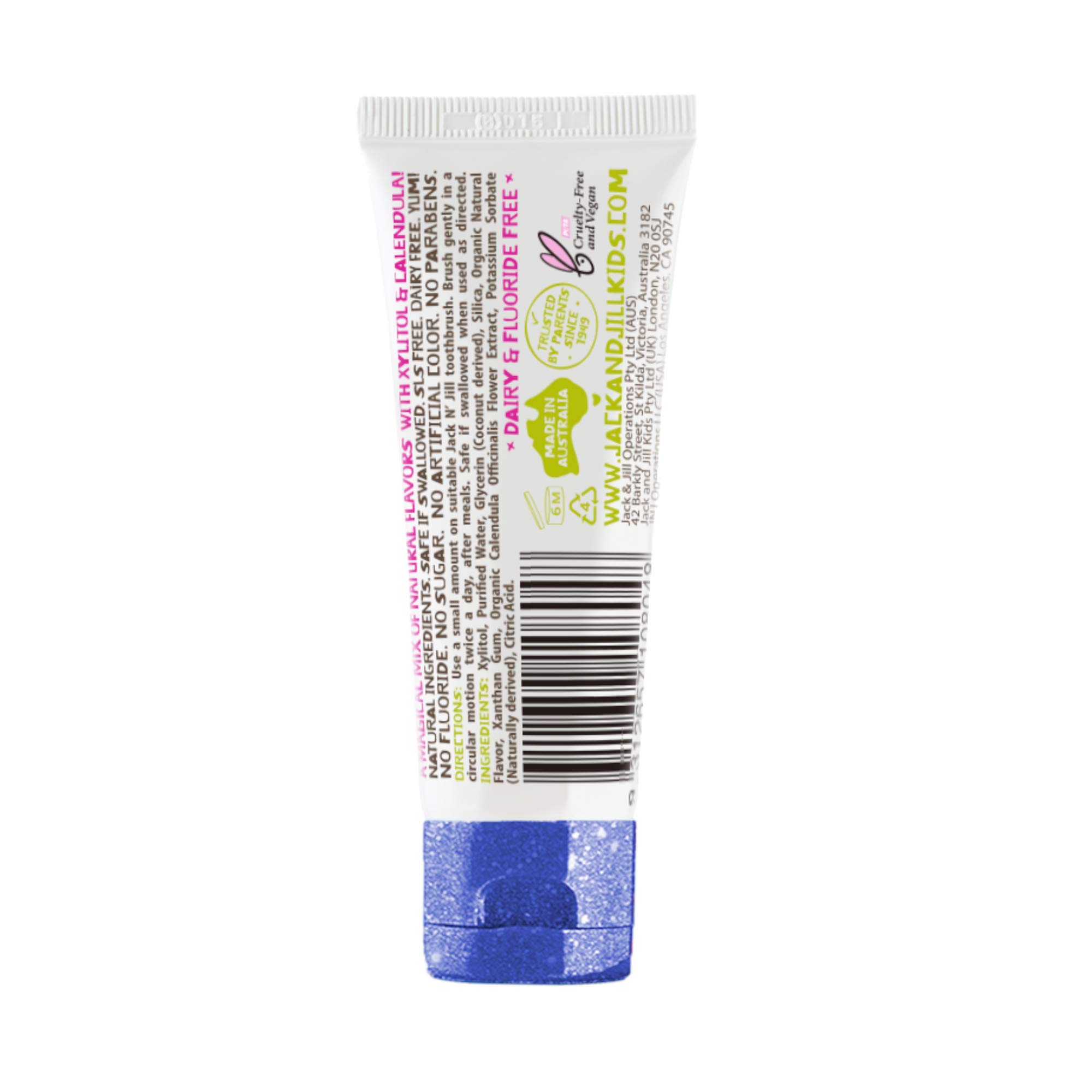 Jack N’Jill Dentifrice naturel pour enfants, dentifrice sans fluorure, aide à apaiser les gencives, dentifrice pour bébé, tout-petit et enfants de 6 mois plus Bubblegum et baies et crème Bundle 2x50g