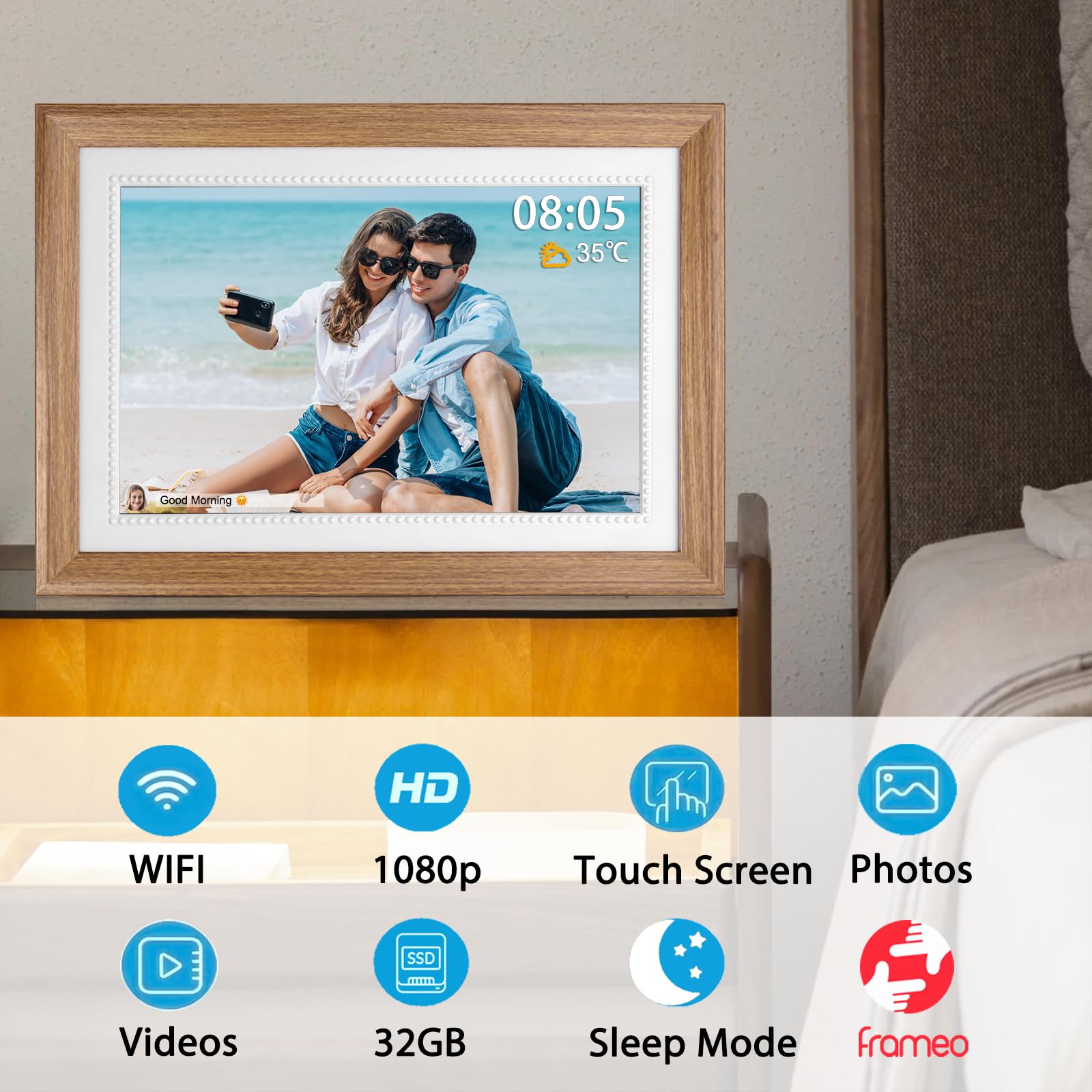 Frameo Digital Frame WiFi 32GB Touch Screen Digital Frame, 10.1 Inch Digital Photo Frame Auto-Rotate Portrait and Landscape,Share Moments Instantly via Frameo App from Anywhere