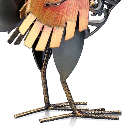 Miniatura 9 de Too-arts Escultura de metal tallado gallo de hierro para el hogar, obras de arte de arte, regalos artesanales
