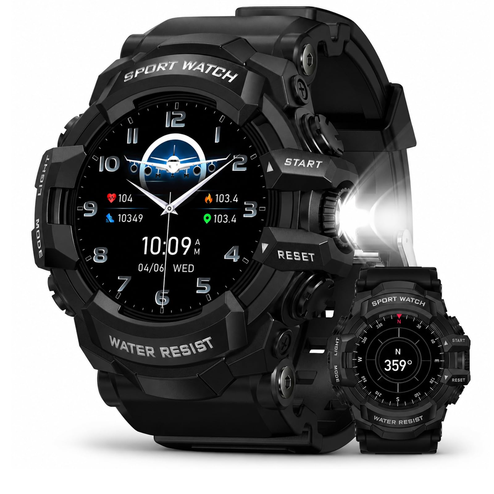 Reloj inteligente militar para hombre (contestar/hacer llamadas), iOS y
